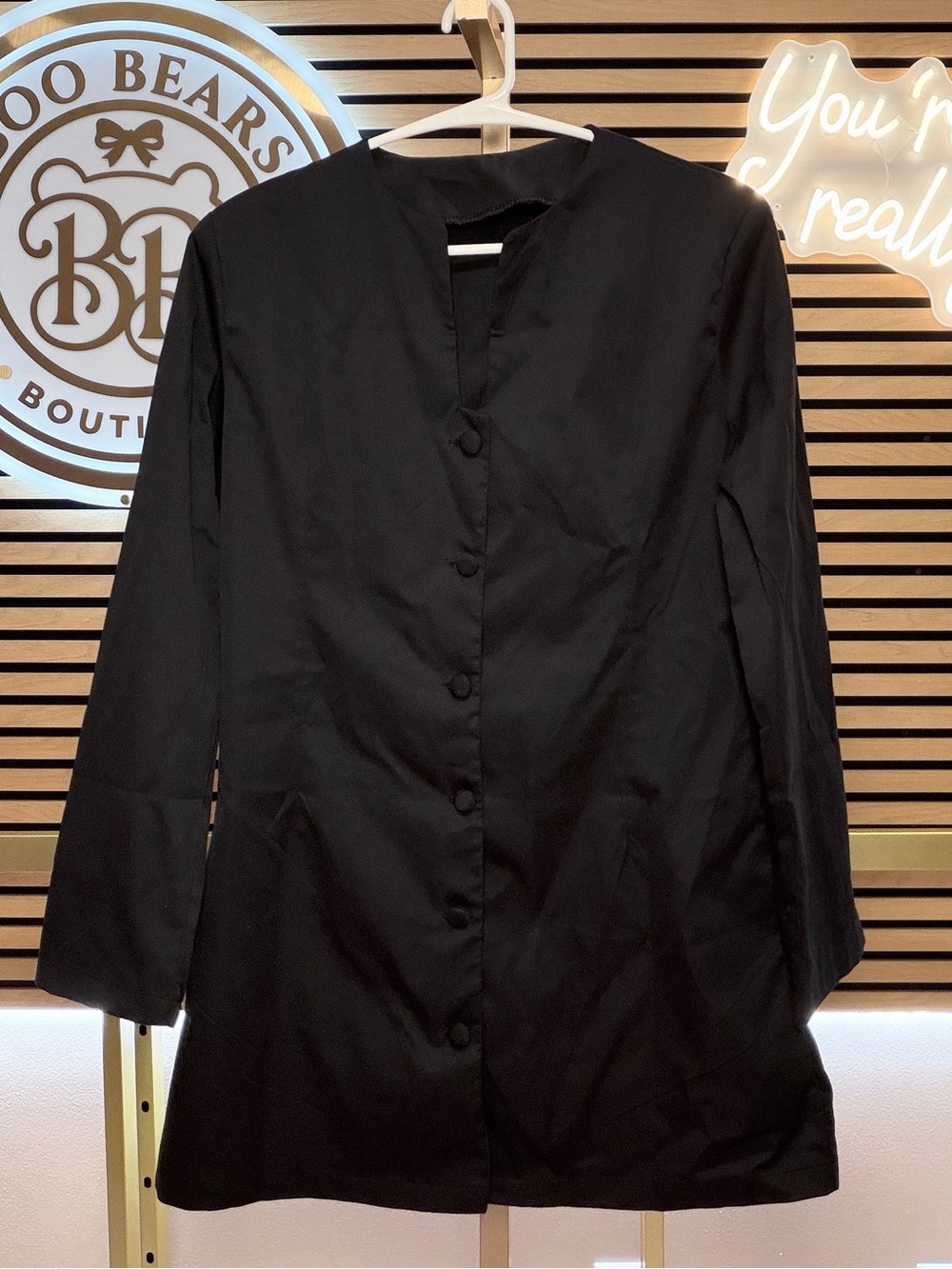 Minimalist Black Long-Sleeve Women's Dress Shirt